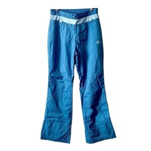 Y2K ADIDAS Track Pants Nylon Windbreaker Athletic Pants Blue 2002 Womens Sz L
